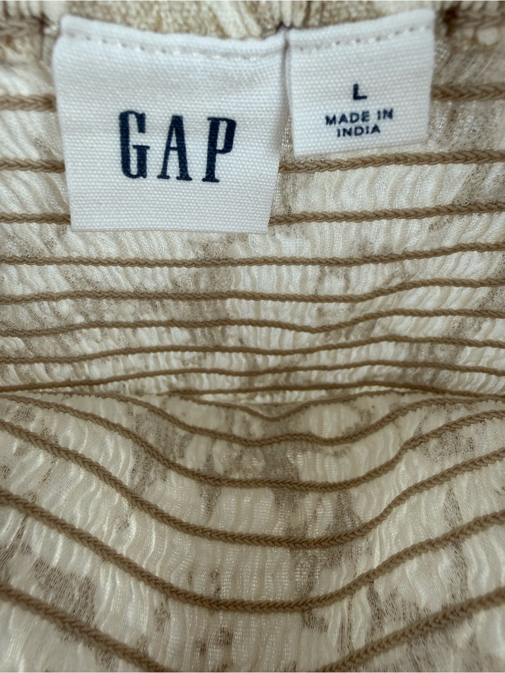 Gap Smocked Floral Midi Dress Beige Cream Tiered Cottagecore Size L - Picture 7 of 8